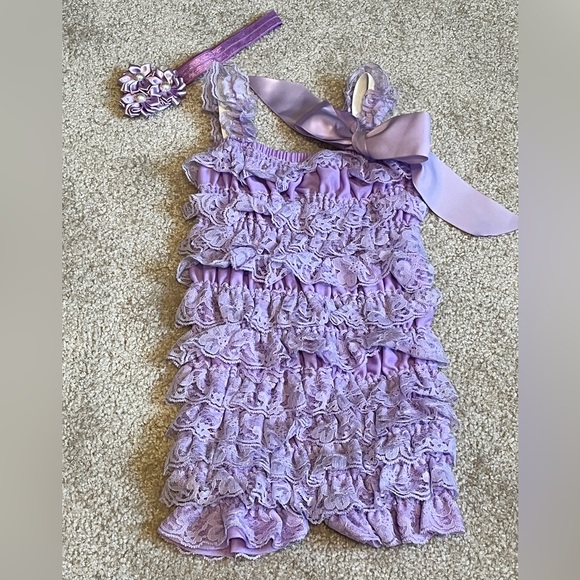New Lace Romper and matching Headband - Picture 1 of 1